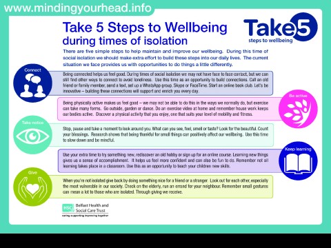 Take 5 steps to well being during times of isolation